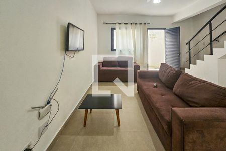 Sala de apartamento para alugar com 2 quartos, 70m² em Balneario Praia do Perequê, Guarujá