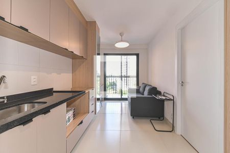 Sala - Cozinha Integrada de apartamento para alugar com 1 quarto, 26m² em Campo Belo, São Paulo