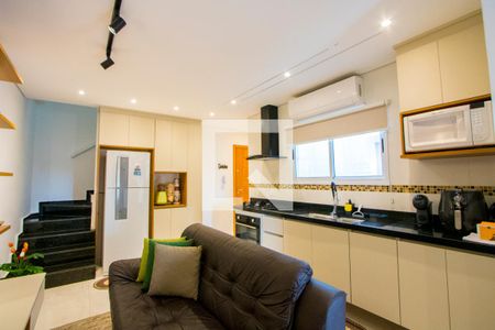 Sala/Cozinha de apartamento para alugar com 2 quartos, 88m² em Vila Pires, Santo André