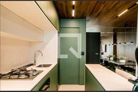 Cozinha de apartamento à venda com 1 quarto, 50m² em Alphaville Industrial, Barueri