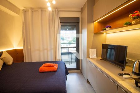 Sala / Quarto - Studio de kitnet/studio para alugar com 1 quarto, 26m² em Jardim das Acacias, São Paulo