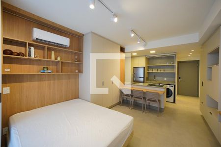 Cama de casal de kitnet/studio para alugar com 1 quarto, 66m² em Trindade, Florianópolis