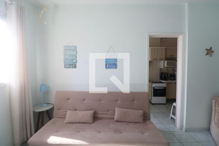 Sala de apartamento para alugar com 1 quarto, 58m² em Jardim Tres Marias, Guarujá