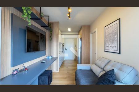 sala e cozinha de apartamento à venda com 1 quarto, 28m² em Brooklin, São Paulo