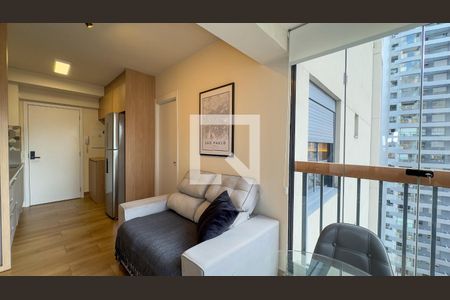 sala e cozinha de apartamento à venda com 1 quarto, 28m² em Brooklin, São Paulo