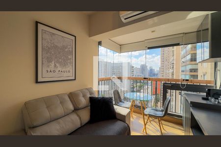 sala e cozinha de apartamento à venda com 1 quarto, 28m² em Brooklin, São Paulo