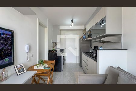 sala, cozinha e área de serviço de apartamento para alugar com 1 quarto, 28m² em Vila das Belezas, São Paulo