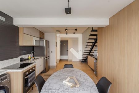 Duplex - Sala de Jantar e Cozinha de apartamento à venda com 1 quarto, 115m² em Vila Olímpia, São Paulo