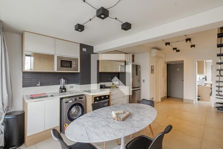 Duplex - Sala de Jantar e Cozinha de apartamento à venda com 1 quarto, 115m² em Vila Olímpia, São Paulo