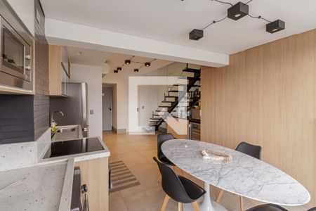Duplex - Sala de Jantar e Cozinha de apartamento à venda com 1 quarto, 115m² em Vila Olímpia, São Paulo