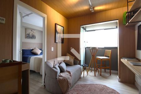 Sala/Cozinha de apartamento à venda com 1 quarto, 25m² em Vila Nova Conceição, São Paulo