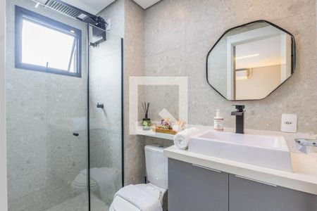 Banheiro de kitnet/studio para alugar com 1 quarto, 26m² em Jardim Panorama, São Paulo