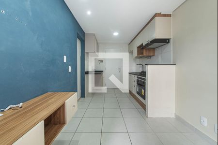 Sala - Cozinha Integrada de apartamento para alugar com 1 quarto, 28m² em Jardim Caravelas, São Paulo