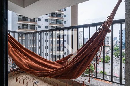 Sala/Cozinha - Varanda de apartamento para alugar com 1 quarto, 27m² em Pinheiros, São Paulo