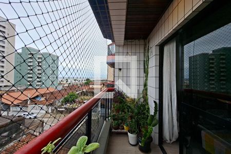 Varanda da sala de apartamento para alugar com 1 quarto, 60m² em Vila Caiçara, Praia Grande