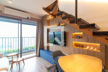 Sala de apartamento para alugar com 1 quarto, 61m² em Indianópolis, São Paulo