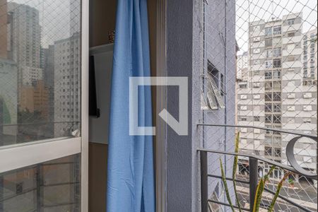 Varanda da Sala de apartamento à venda com 1 quarto, 32m² em Bela Vista, São Paulo