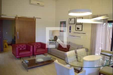 Sala de casa de condomínio para alugar com 3 quartos, 273m² em Alphaville Residencial Um, Ribeirão Preto