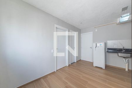 Sala - Cozinha Integrada de apartamento para alugar com 2 quartos, 32m² em Jardim Caravelas, São Paulo