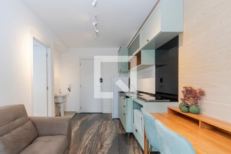 Sala/ Cozinha de apartamento para alugar com 1 quarto, 27m² em Campo Belo, São Paulo