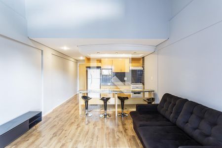 Sala/Cozinha de apartamento para alugar com 1 quarto, 58m² em Indianópolis, São Paulo