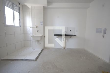 Sala, cozinha e área de serviço de apartamento à venda com 1 quarto, 37m² em Jardim, Santo André