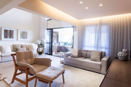 Sala  de apartamento à venda com 3 quartos, 135m² em Vila da Serra, Nova Lima