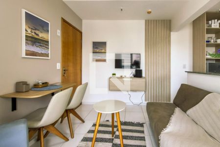 Sala de apartamento para alugar com 1 quarto, 40m² em Boqueirão, Praia Grande