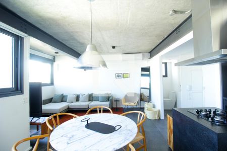 Sala/Cozinha de apartamento à venda com 1 quarto, 92m² em Vila Madalena, São Paulo