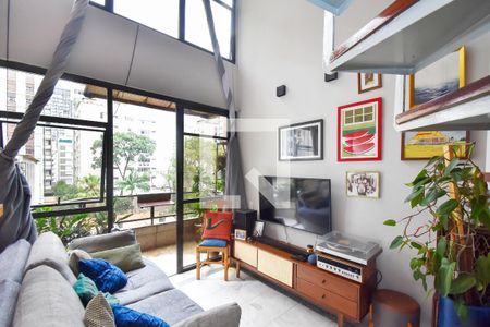 sala de estar de apartamento à venda com 1 quarto, 56m² em Cerqueira César, São Paulo