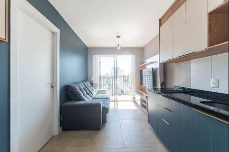 Sala - Cozinha Integrada de apartamento para alugar com 1 quarto, 27m² em Campo Belo, São Paulo