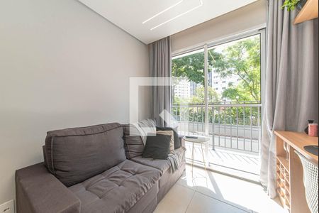 Sala - Cozinha Integrada de apartamento para alugar com 1 quarto, 27m² em Campo Belo, São Paulo