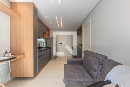 Sala - Cozinha Integrada de apartamento para alugar com 1 quarto, 27m² em Campo Belo, São Paulo