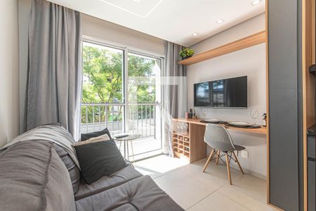 Sala - Cozinha Integrada de apartamento para alugar com 1 quarto, 27m² em Campo Belo, São Paulo
