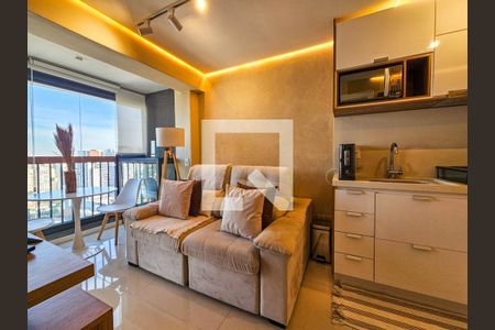 Sala/Cozinha de apartamento à venda com 1 quarto, 28m² em Brooklin, São Paulo