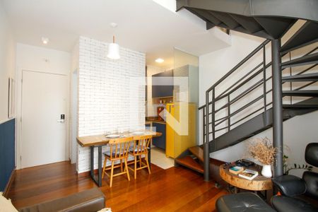 Sala e Cozinha de apartamento à venda com 1 quarto, 50m² em Jardim Paulista, São Paulo