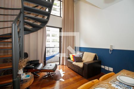 Sala e Cozinha de apartamento à venda com 1 quarto, 50m² em Jardim Paulista, São Paulo