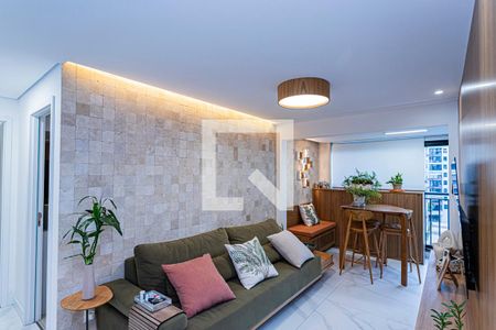 Sala e varanda extendida de apartamento à venda com 2 quartos, 67m² em Vila Arcadia, São Paulo