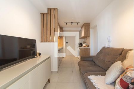 Sala - Cozinha Integrada de apartamento para alugar com 1 quarto, 28m² em Jardim Caravelas, São Paulo