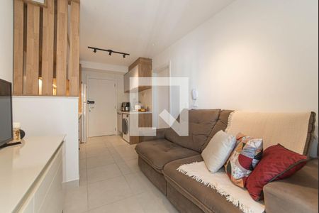 Sala - Cozinha Integrada de apartamento para alugar com 1 quarto, 28m² em Jardim Caravelas, São Paulo