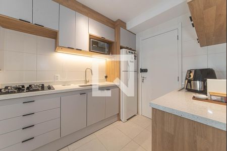 Sala - Cozinha Integrada de apartamento para alugar com 1 quarto, 28m² em Jardim Caravelas, São Paulo
