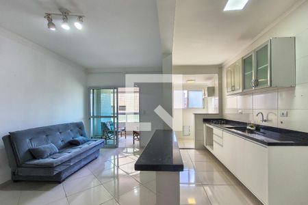 Sala/cozinha  de apartamento para alugar com 1 quarto, 57m² em Guilhermina, Praia Grande