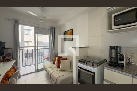 Sala, Cozinha e Área de Serviço de apartamento para alugar com 1 quarto, 29m² em Jardim Caravelas, São Paulo