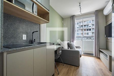 Sala/Cozinha de kitnet/studio para alugar com 1 quarto, 24m² em Pinheiros, São Paulo