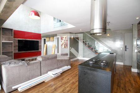 Sala e Cozinha de apartamento para alugar com 1 quarto, 105m² em Pinheiros, São Paulo