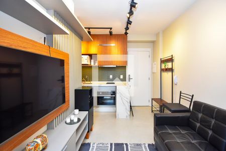 Sala de estar de kitnet/studio para alugar com 1 quarto, 28m² em Jardim Paulista, São Paulo
