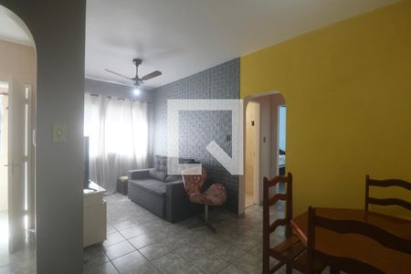Sala de apartamento para alugar com 1 quarto, 60m² em Jardim Tres Marias, Guarujá