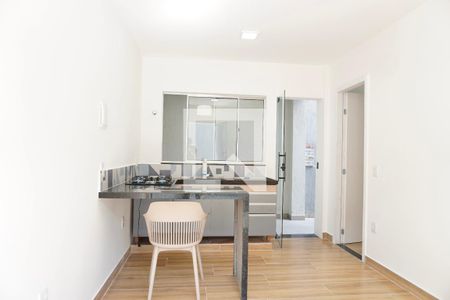 Sala e cozinha  de apartamento para alugar com 1 quarto, 45m² em Santa Cruz, Belo Horizonte