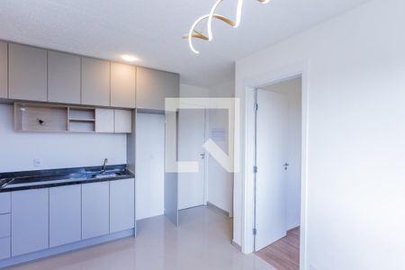Sala, cozinha e área de serviço de apartamento para alugar com 2 quartos, 32m² em Parque Pan Americano, São Paulo