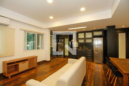 Ambientes Integrados (Sala de Estar, Jantar, Quarto e Cozinha) de apartamento para alugar com 1 quarto, 53m² em Jardim Paulista, São Paulo